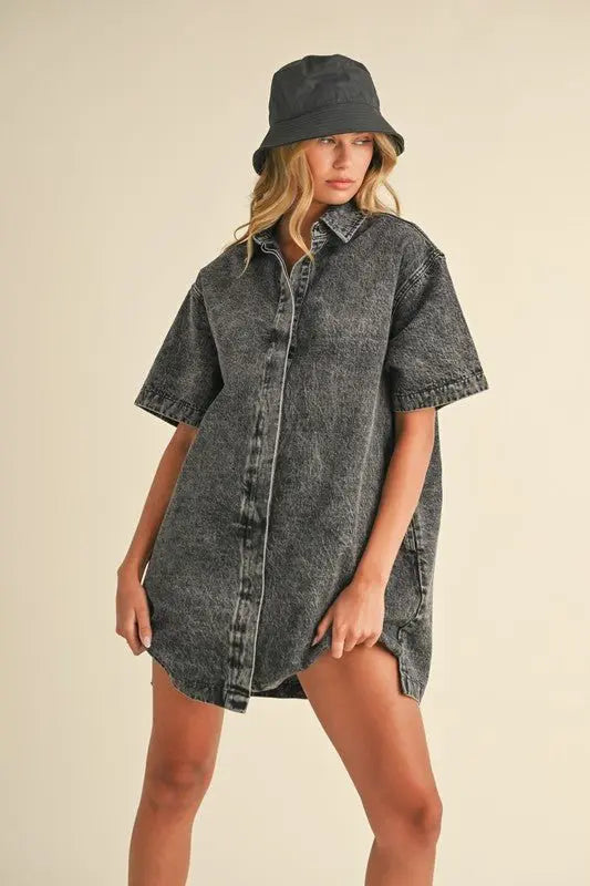 Judy Button Down Denim Shirt Dress - Fason De Viv