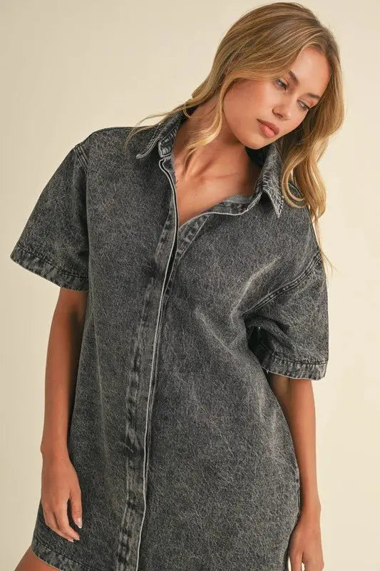 Judy Button Down Denim Shirt Dress - Fason De Viv