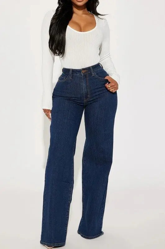 Judy Denim Wide Leg Flare - Fason De Viv