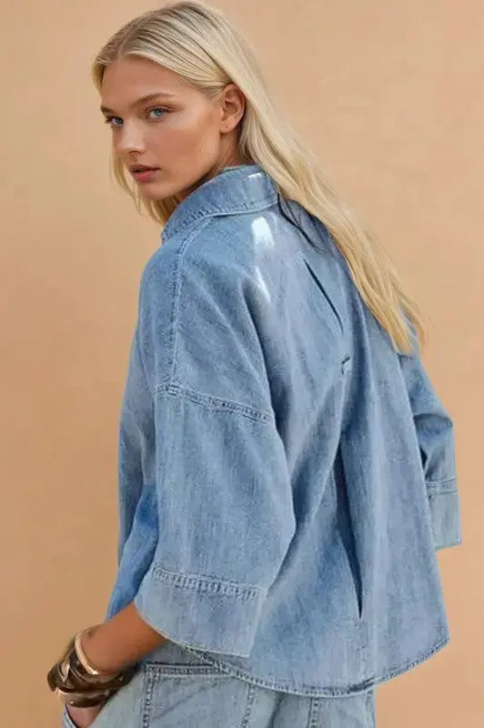 Judy Oversized Denim Top - Fason De Viv