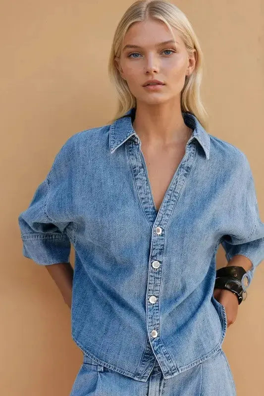 Judy Oversized Denim Top - Fason De Viv