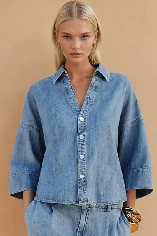 Judy Oversized Denim Top - Fason De Viv
