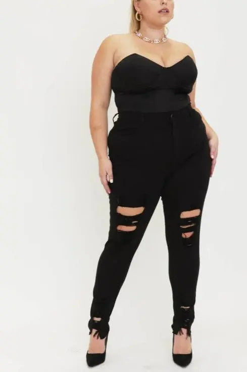 Judy PLUS SIZE HIGH RISE DISTRESSED SKINNY - Fason De Viv