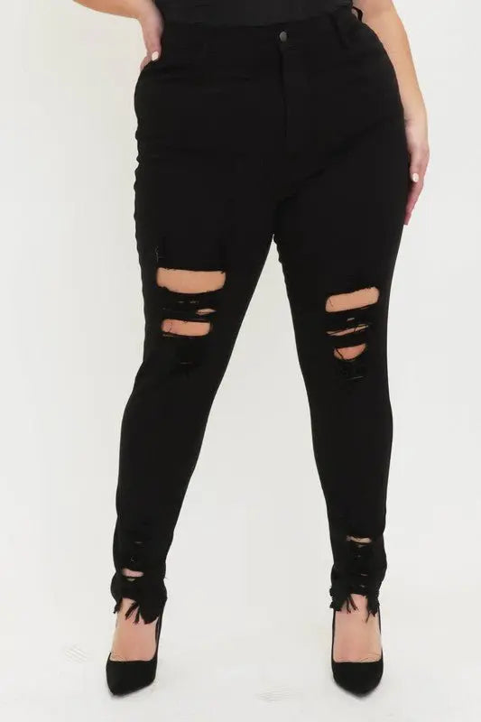 Judy PLUS SIZE HIGH RISE DISTRESSED SKINNY - Fason De Viv