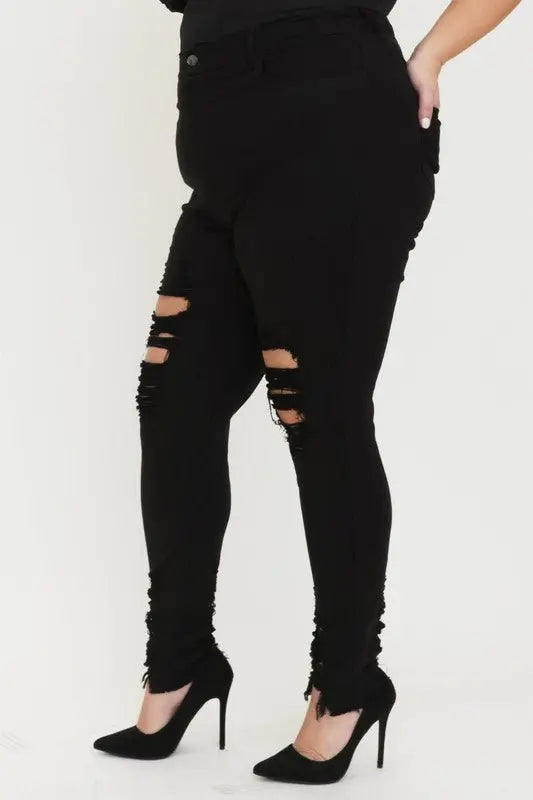 Judy PLUS SIZE HIGH RISE DISTRESSED SKINNY - Fason De Viv