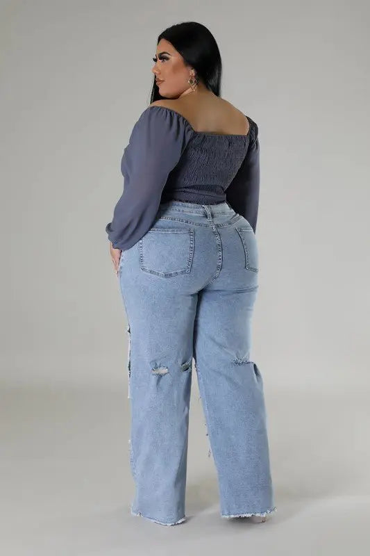 Judy Patch Detail Plus Denim Jeans - Fason De Viv