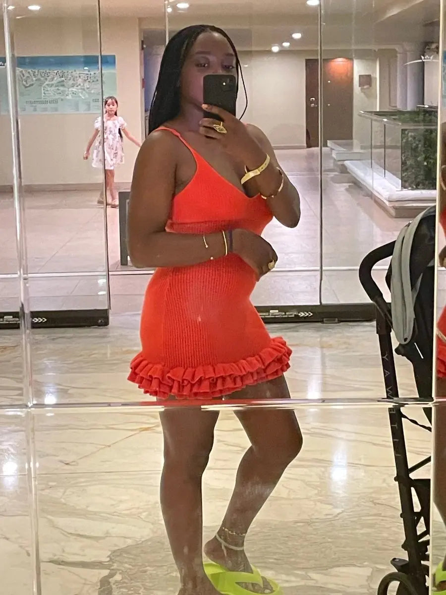 Klesis Knit Mini Dress with Ruffles - Fason De Viv