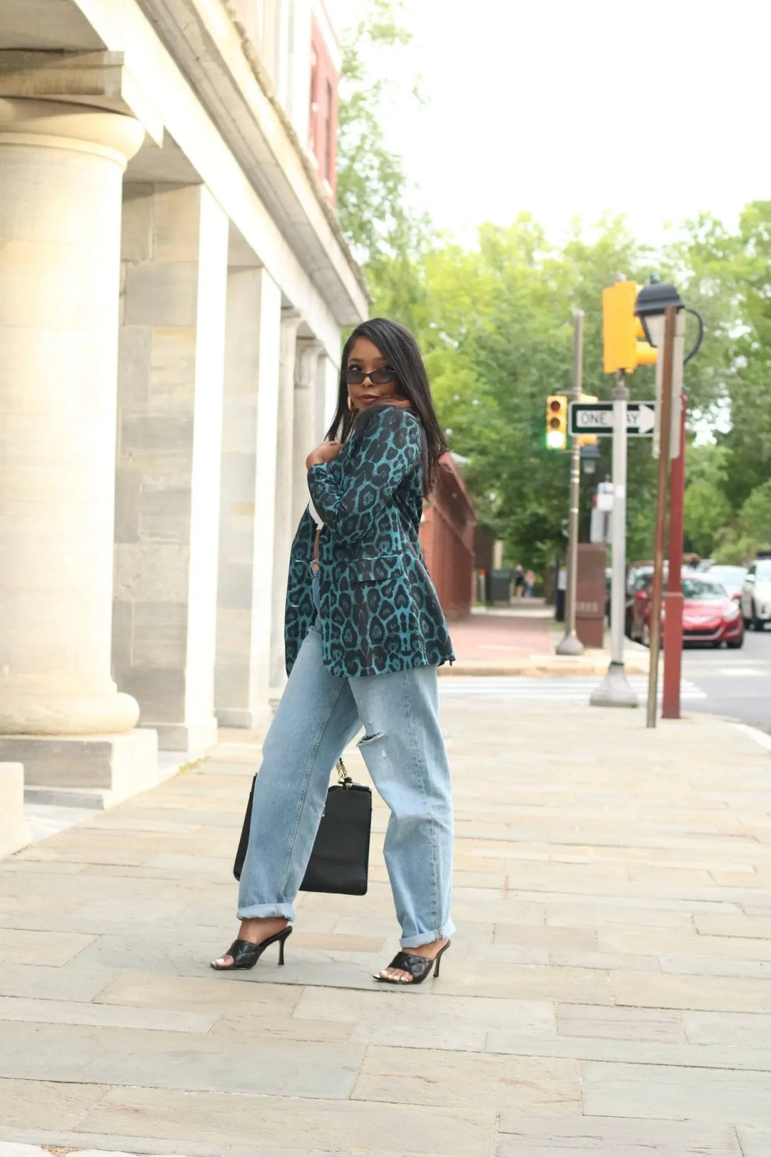 Leopard Print Full Sleeve Blazers Pants Suit - Fason De Viv