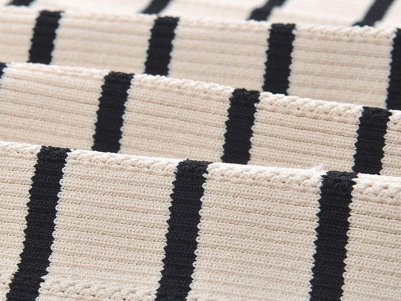 Lora Striped Knit Ruffle Sleeve Button-Down Dress