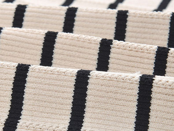 Lora Striped Knit Ruffle Sleeve Button-Down Dress