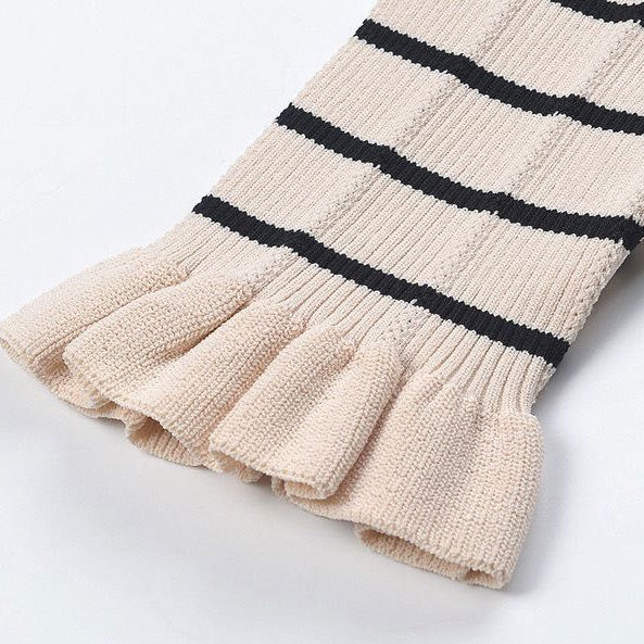 Lora Striped Knit Ruffle Sleeve Button-Down Dress