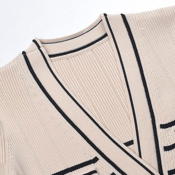 Lora Striped Knit Ruffle Sleeve Button-Down Dress