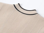 Lora Striped Knit Ruffle Sleeve Button-Down Dress
