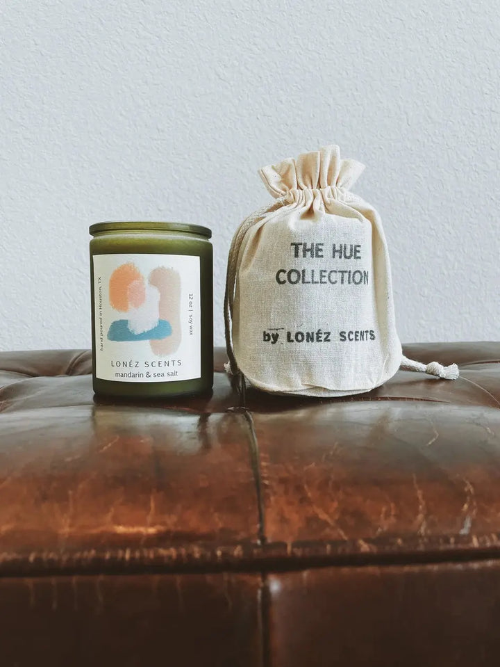FASON DE VIV Mandarin Sea Salt Soy Candle label ingredients burn time detail 