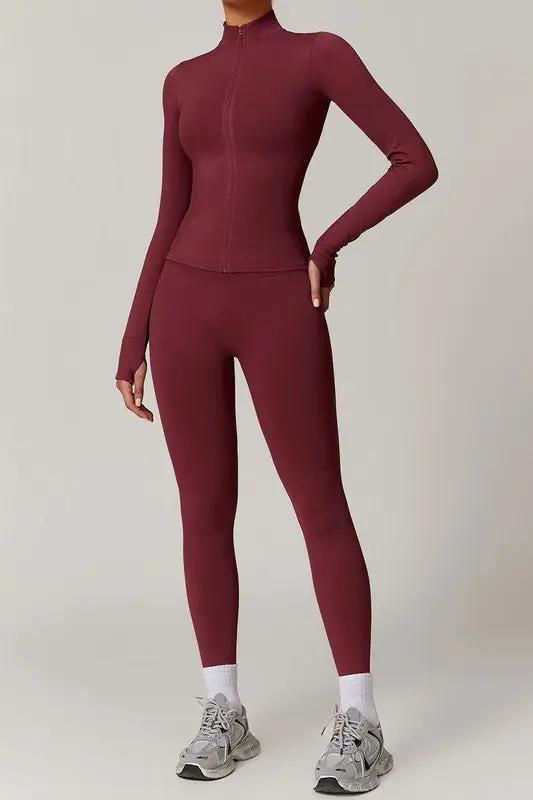 ZenJacket & Leggings Set Stand Collar Full Zipper