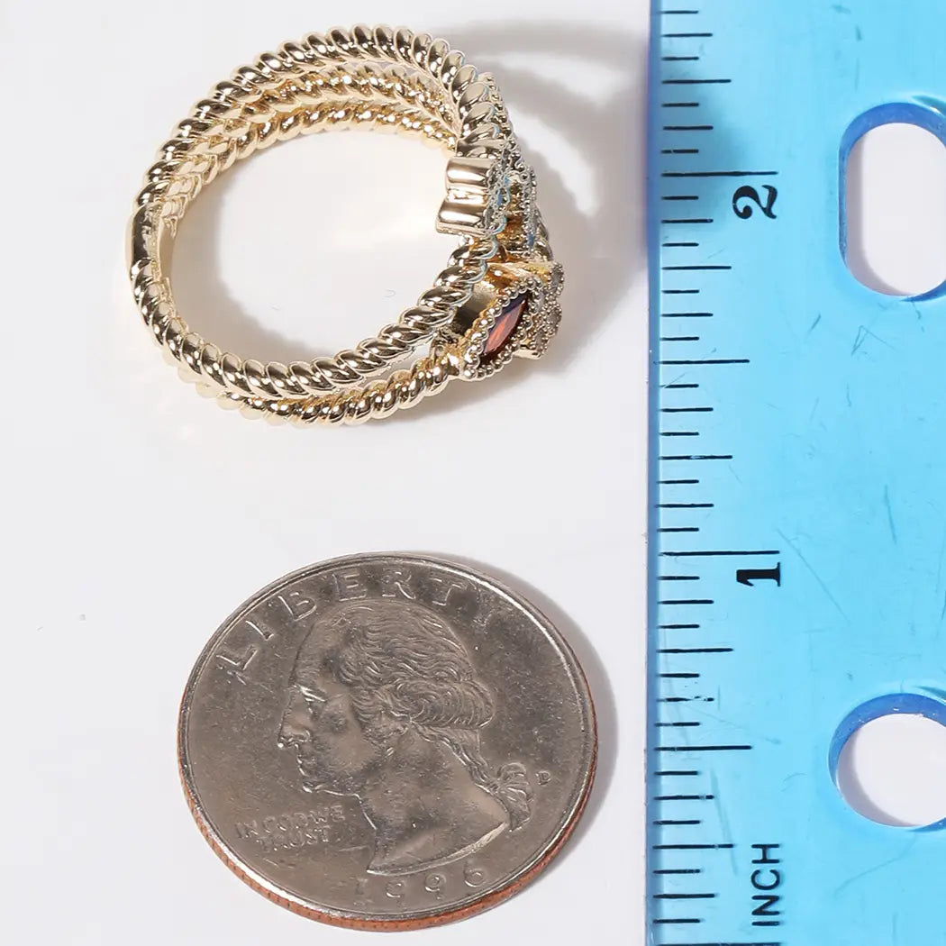 Multi Colored Cz Floral Design Gold Plated Ring