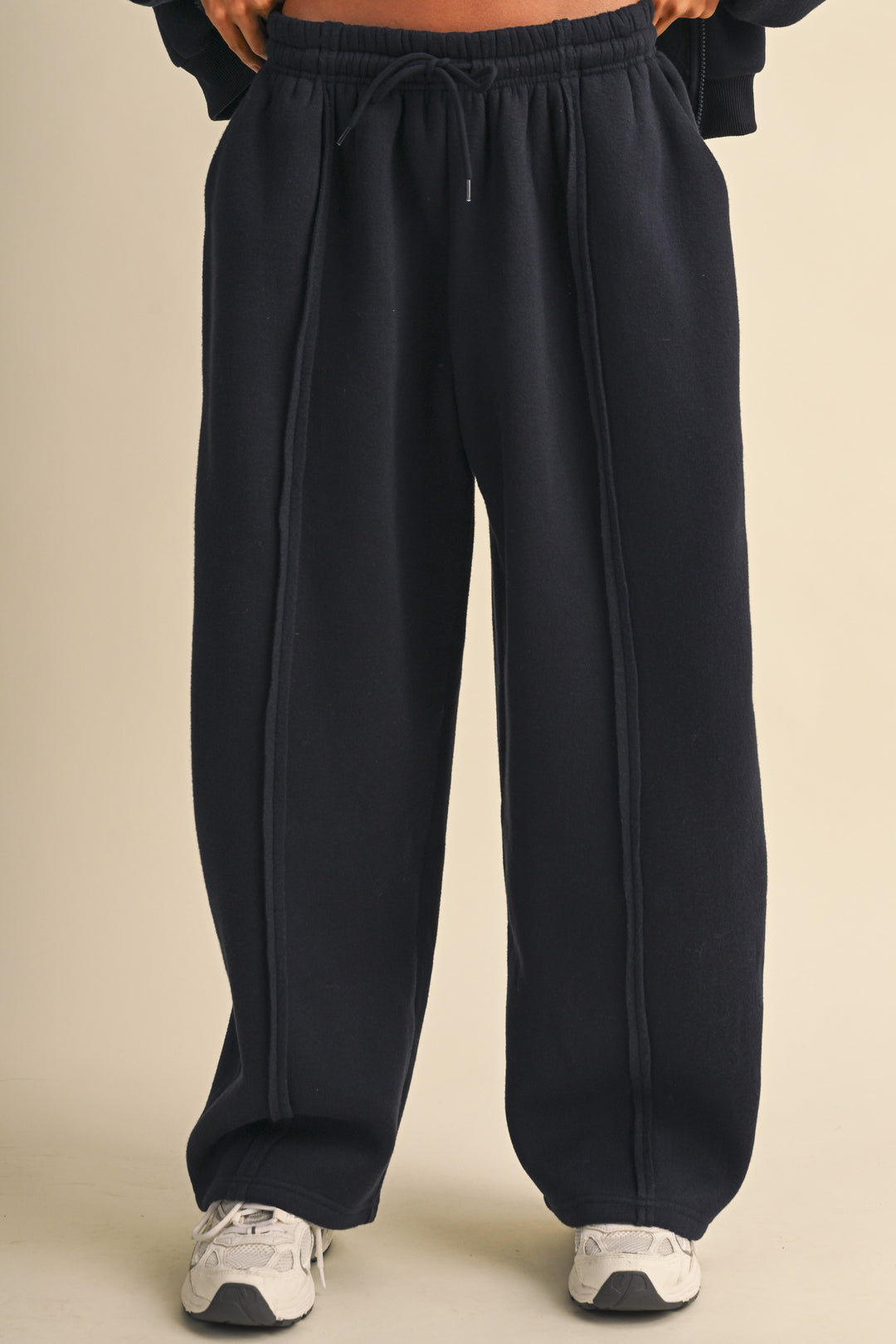Navy Oversized Zip-Up Hoodie &amp; Straight-Leg Pants Set - Fason De Viv