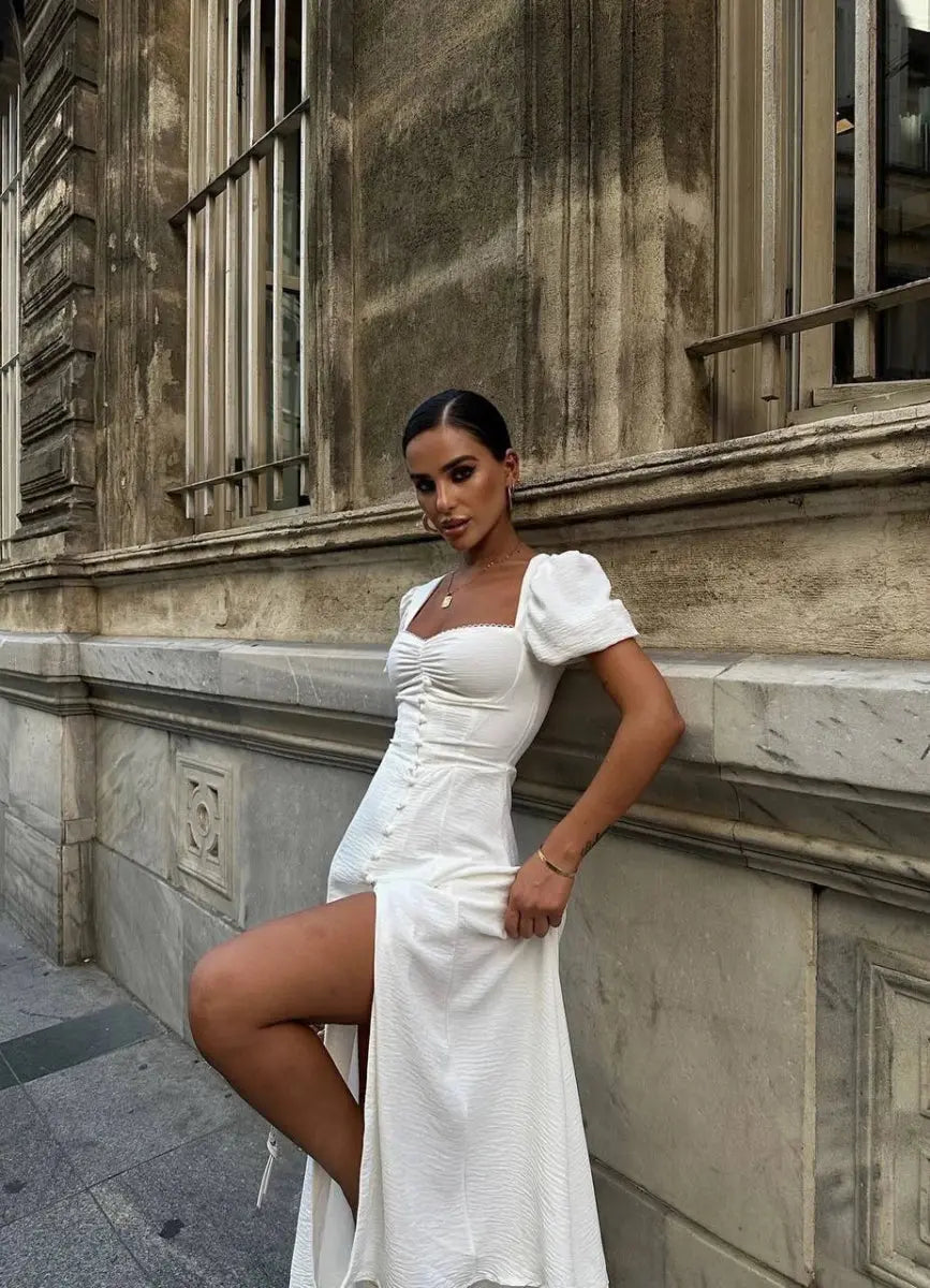 Noir Casual Slit Midi Dress - FASON DE VIV - Fason De Viv Fason De Viv Noir Casual Slit Midi Dress - FASON DE VIV - Fason De Viv Fason De Viv