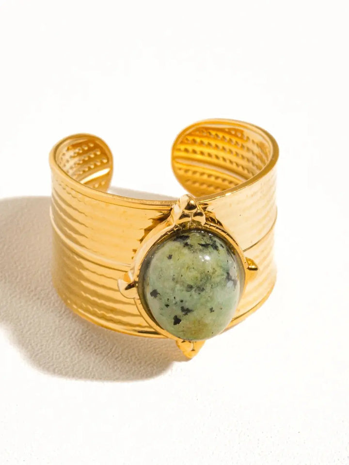 Oasis 18K Gold Non-Tarnish Stone Bold Adjustable Ring - Rings from Flânerie by MAIQ