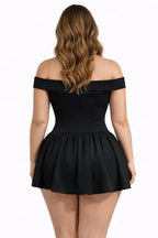 Plus size Mini short Black Dress - Fason De Viv