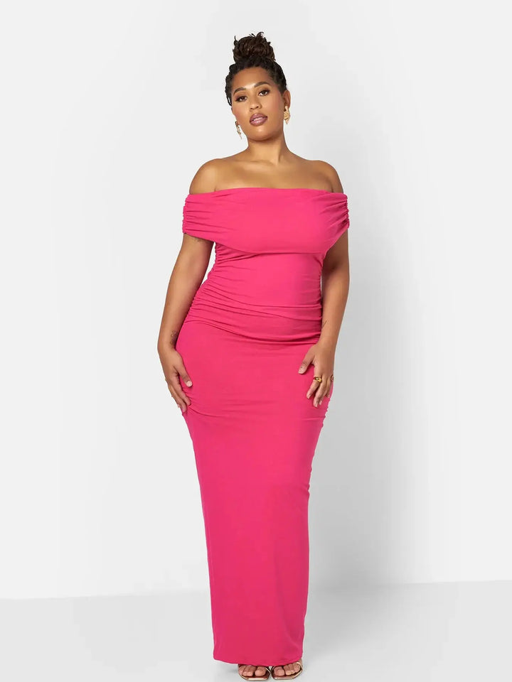 Posh Cotton Over the Shoulder Bodyconmaxi Dress