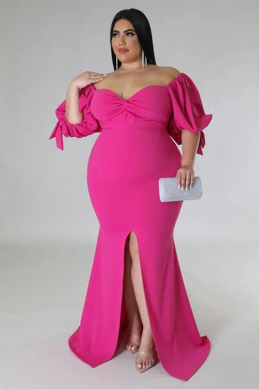 Posh Long sleeve plus size maxi Dress - Fason De Viv