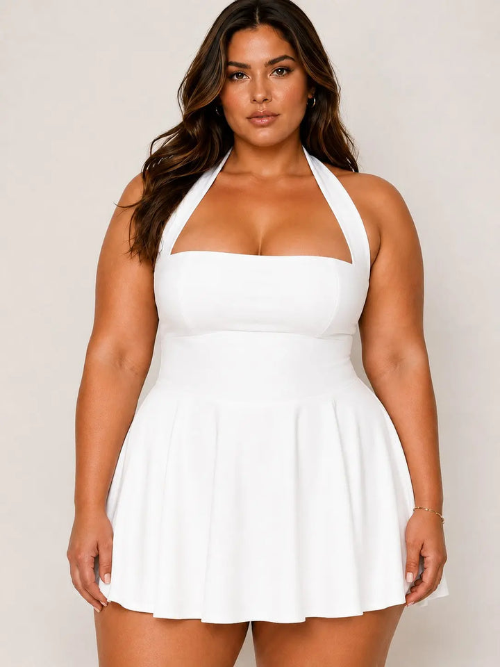 White Posh Plus Size Mini Short Summer Dress