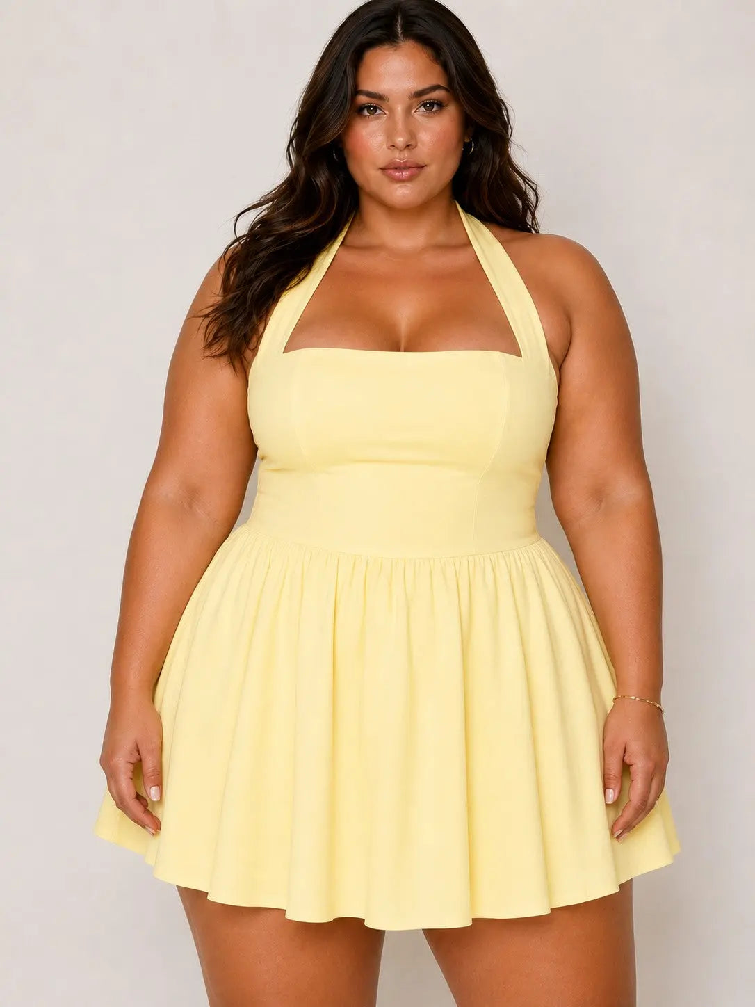 Posh Plus Size Mini Summer Dress for Summer Style Yellow / 3XL