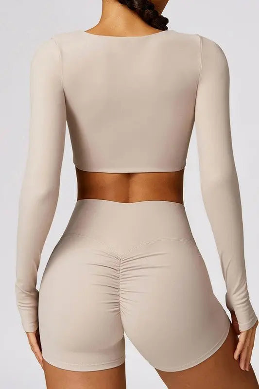 Quick - drying tight - fitting long - sleeved yoga bra - Fason De Viv