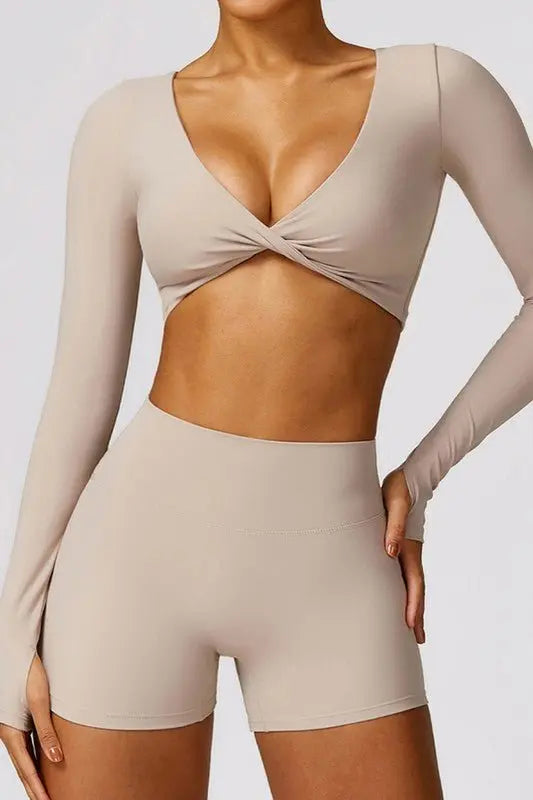 Quick - drying tight - fitting long - sleeved yoga bra - Fason De Viv