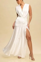 SATIN PLEATED GOWN - Fason De Viv