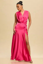 SATIN PLEATED GOWN - Fason De Viv