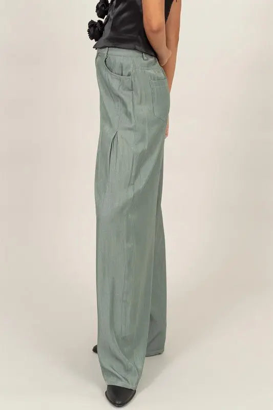 Sage High - waist woven wide let pants .&nbsp; - Fason De Viv