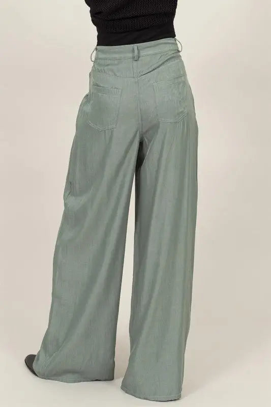 Sage High - waist woven wide let pants .&nbsp; - Fason De Viv