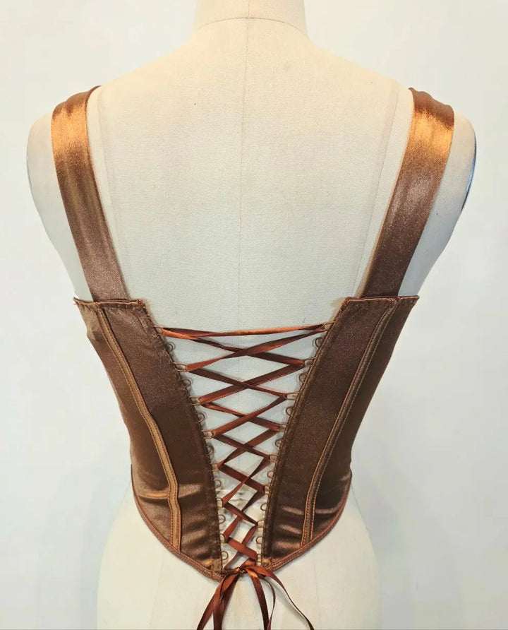 Satin Mesh Lace-Up Corset Top - Corset Tops from Fason De Viv