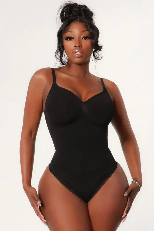 Spaghetti Strp Body Slit Shaper Bodysuit.