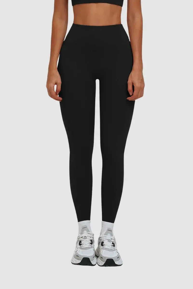 FASON DE VIV Sport Hip Lift Yoga Leggings Women Black – front view