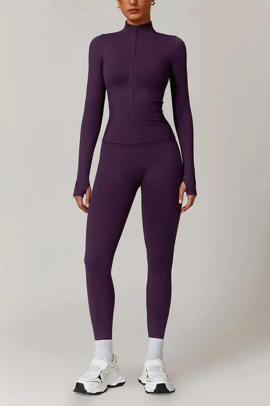 ZenJacket & Leggings Set Stand Collar Full Zipper