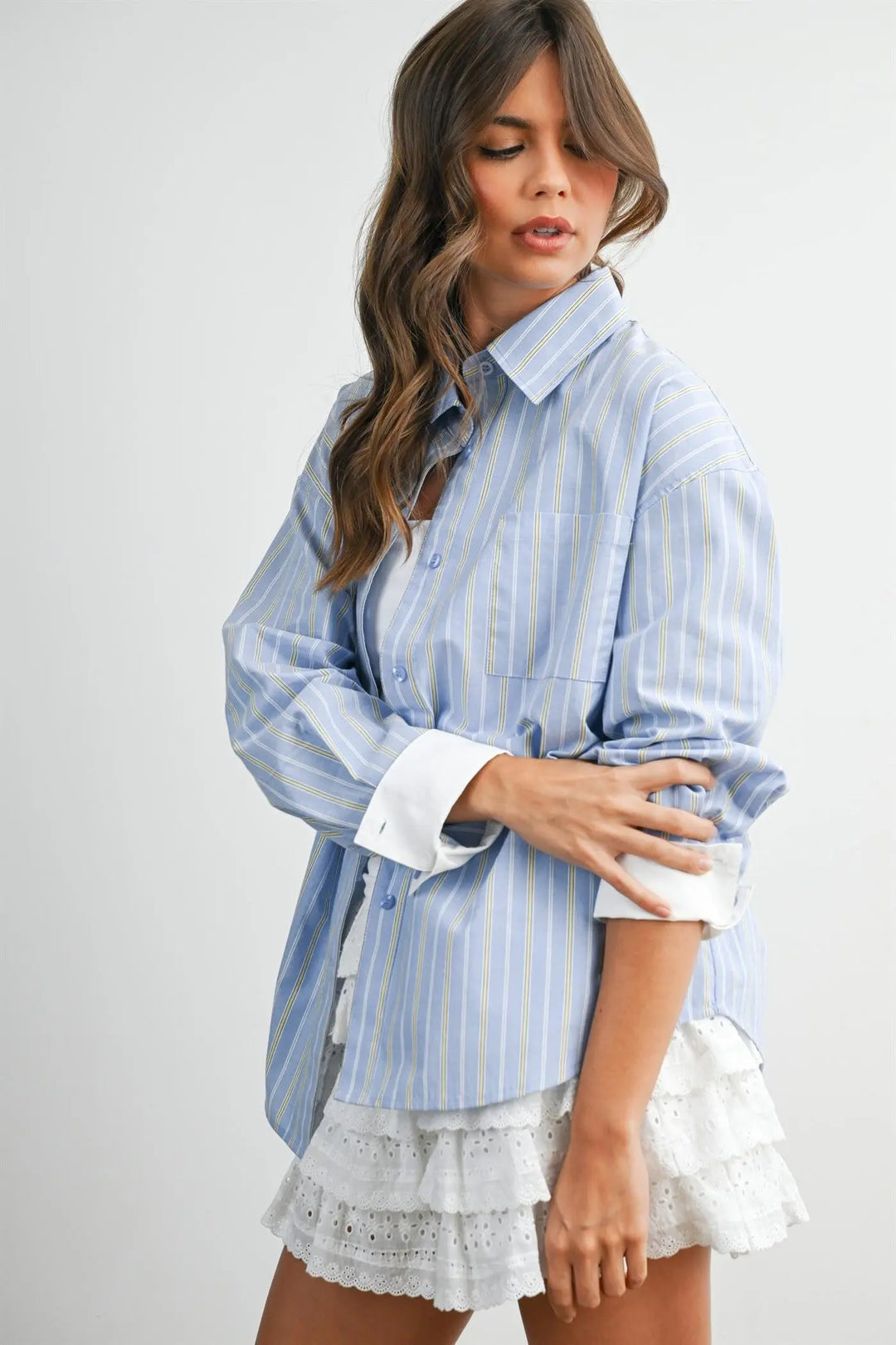 Striped Long-Sleeve Button-Up Shirt