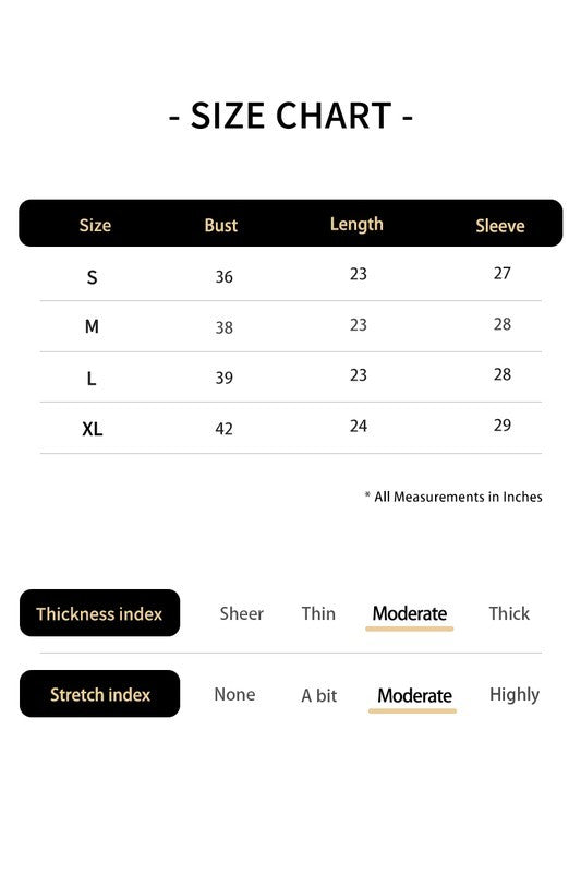 size chart Bri V Neck Casual Shirt 