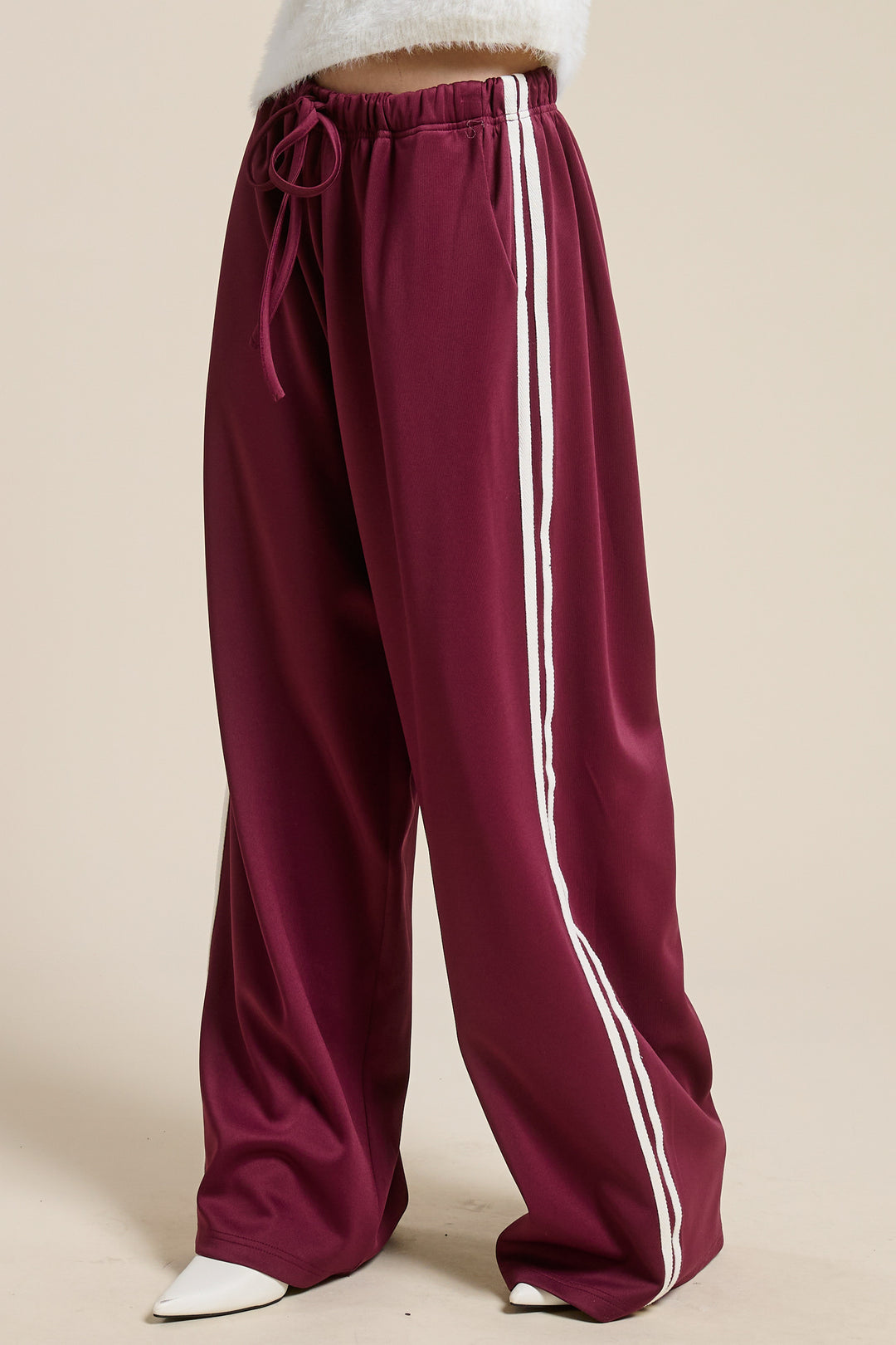 Jill Wide Leg Track Pants With Side Stripes