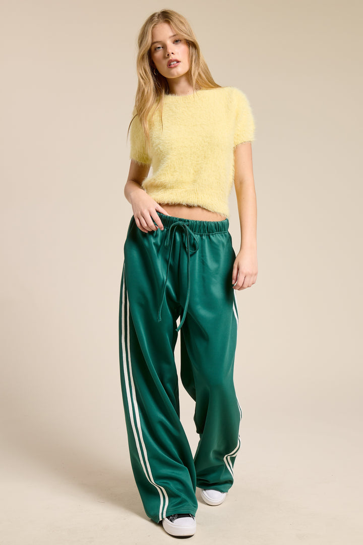 Jill Wide Leg Track Pants With Side Stripes