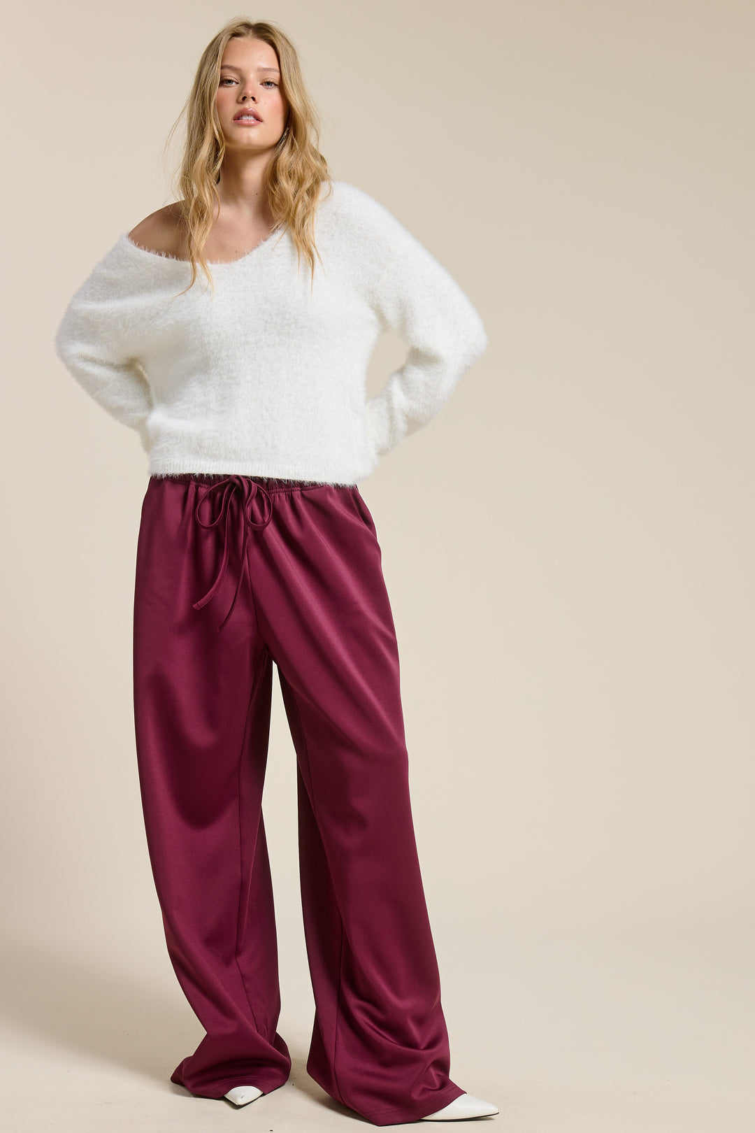 Jill Wide Leg Track Pants With Side Stripes