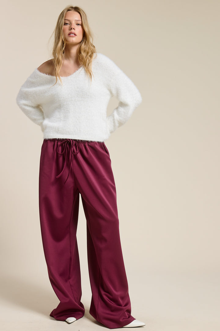 Jill Wide Leg Track Pants With Side Stripes