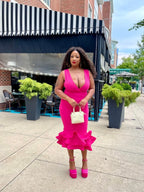 ZEN LAYERED RUFFLE HEM BODYCON MID DRESS - Fason De Viv