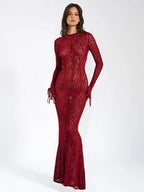 Zen Burgundy Mesh Maxi Dress 