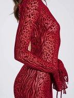 Side Zen Burgundy Mesh Maxi Dress 