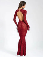Back Zen Burgundy Mesh Maxi Dress 