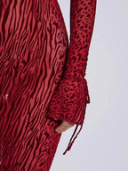 Hands Zen Burgundy Mesh Maxi Dress 