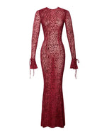 Mesh Zen Burgundy Mesh Maxi Dress 
